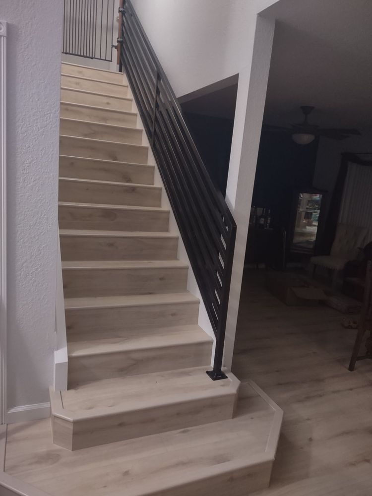 Stairway with new flooring and rail