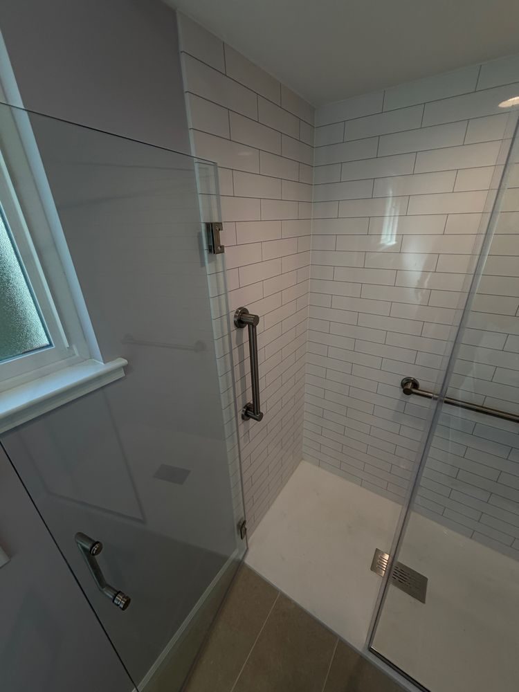 Half bath converted to a full bath with a new shower